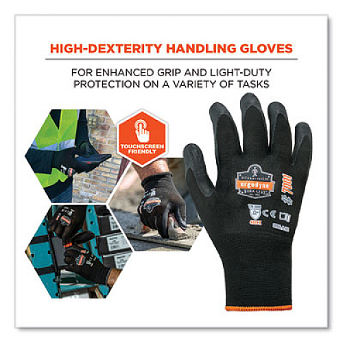 ergodyne ProFlex 7001-CASE Nitrile Coated Gloves, EN388: 4121X, 9.25" Long, XX-Large, Black, 144 Pairs/Carton (17856)