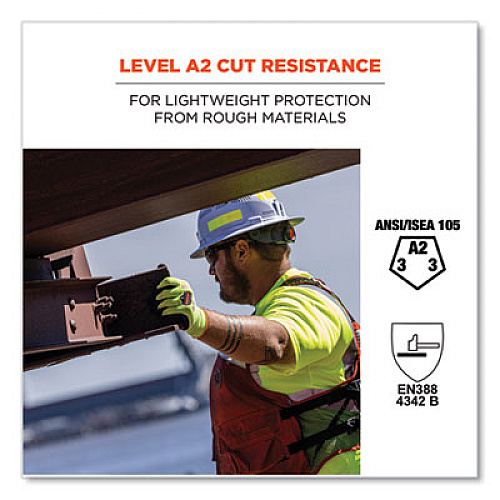 ergodyne ProFlex 7021 Hi-Vis Nitrile-Coated CR Gloves, EN388: 4342B, 8.5" Long, Small, Lime, Pair (17962)