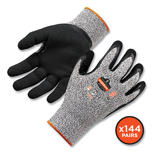 ergodyne ProFlex 7031-CASE ANSI A3 Nitrile-Coated CR Gloves, EN388: 4X42C, 9.5" Long, Medium, Gray, 144 Pairs/Carton (17883)