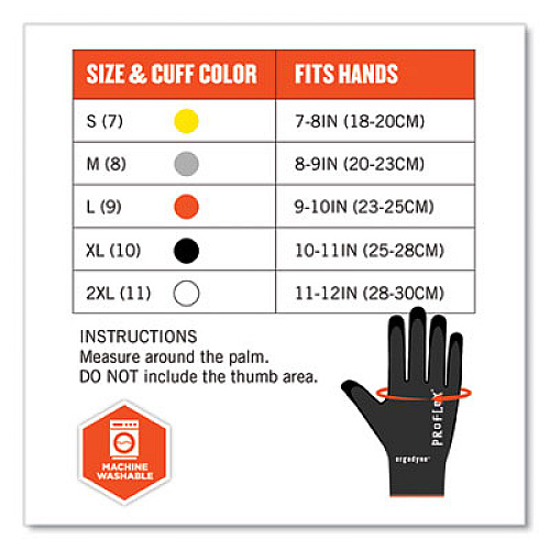 ergodyne ProFlex 7001-CASE Nitrile Coated Gloves, EN388: 4121X, 9.25" Long, XX-Large, Black, 144 Pairs/Carton (17856)