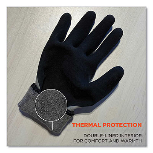 ergodyne ProFlex 7501-CASE Coated Waterproof Winter Gloves, EN388: 2131X, 11" Long, XX-Large, Gray, 144 Pairs/Carton (17936)