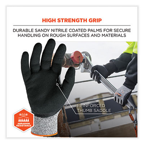 ergodyne ProFlex 7031 ANSI A3 Nitrile-Coated CR Gloves, EN388: 4X42C, 10.5" Long, XX-Large, Gray, Pair (17986)