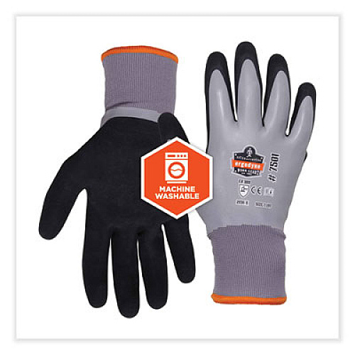 ergodyne ProFlex 7501-CASE Coated Waterproof Winter Gloves, EN388: 2131X, 10" Long, Small, Gray, 144 Pairs/Carton (17932)