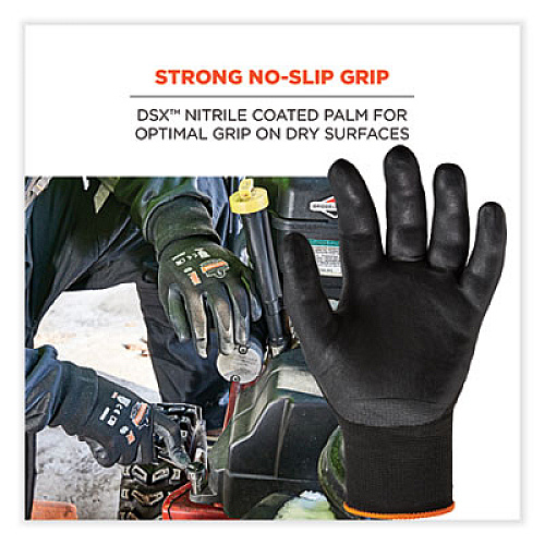 ergodyne ProFlex 7001-CASE Nitrile Coated Gloves, EN388: 4121X, 9.25" Long, XX-Large, Black, 144 Pairs/Carton (17856)