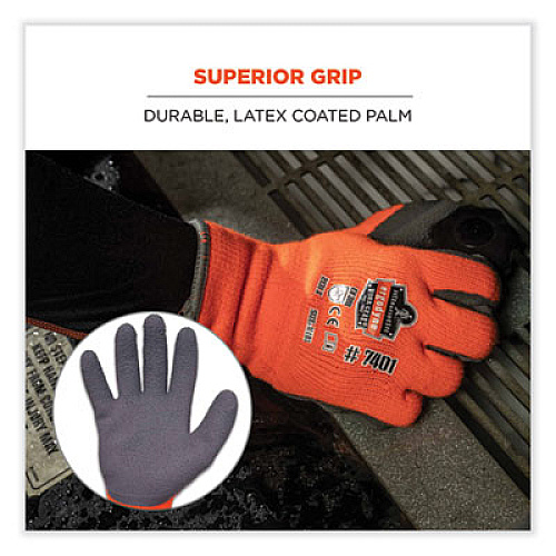 ergodyne ProFlex 7401-CASE Coated Lightweight Winter Gloves, EN388: 2131X, 10" Long, Medium, Orange, 144 Pairs/Carton (17893)