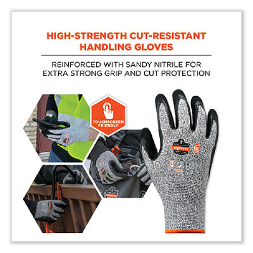 ergodyne ProFlex 7031 ANSI A3 Nitrile-Coated CR Gloves, EN388: 4X42C, 9.5" Long, Small, Gray, Pair (17982)