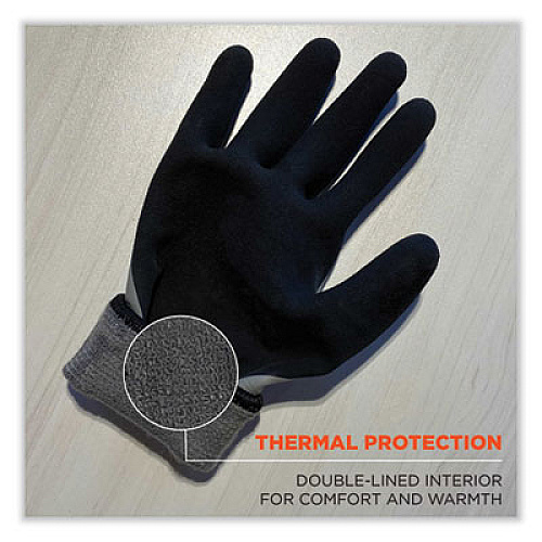 ergodyne ProFlex 7501-CASE Coated Waterproof Winter Gloves, EN388: 2131X, 10.5" Long, Large, Gray, 144 Pairs/Carton (17934)
