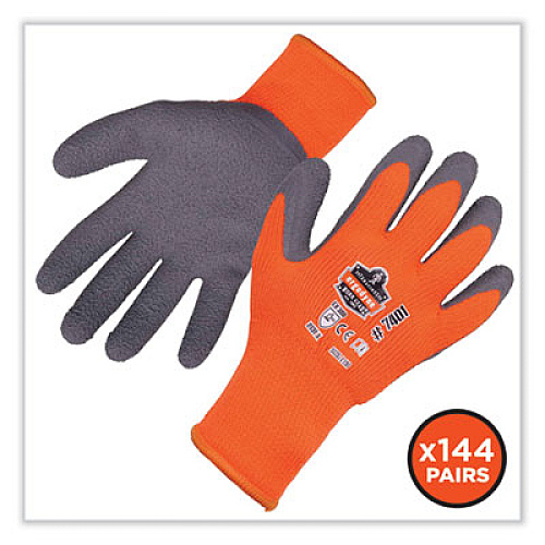 ergodyne ProFlex 7401-CASE Coated Lightweight Winter Gloves, EN388: 2131X, 10" Long, Medium, Orange, 144 Pairs/Carton (17893)