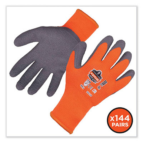 ergodyne ProFlex 7401-CASE Coated Lightweight Winter Gloves, EN388: 2131X, 11" Long, XX-Large, Orange, 144 Pairs/Carton (17896)
