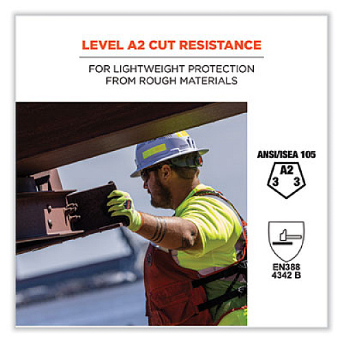 ergodyne ProFlex 7021 Hi-Vis Nitrile-Coated CR Gloves, EN388: 4342B, 8.75" Long, Medium, Lime, Pair (17963)
