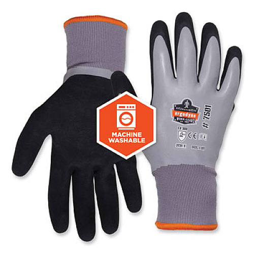 ergodyne ProFlex 7501-CASE Coated Waterproof Winter Gloves, EN388: 2131X, 11" Long, XX-Large, Gray, 144 Pairs/Carton (17936)