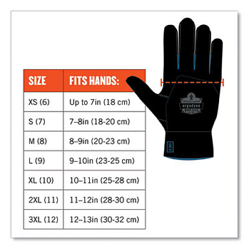 ergodyne ProFlex 7401-CASE Coated Lightweight Winter Gloves, EN388: 2131X, 11" Long, X-Large, Orange, 144 Pairs/Carton (17895)