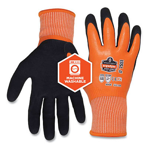 ergodyne ProFlex 7551 ANSI A5 Coated Waterproof CR Gloves, EN388: 4X43E, 11" Long, X-Large, Orange, Pair (17675)