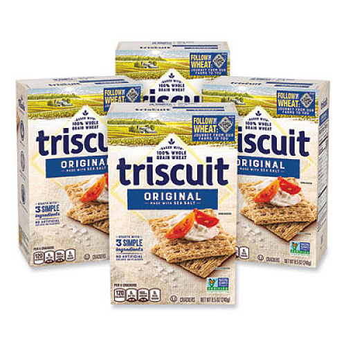 Triscuit Crackers Original with Sea Salt, 8.5 oz Box, 4 Boxes/Pack (22002004)