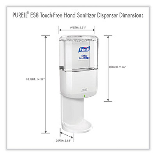 PURELL ES8 Touch Free Hand Sanitizer Dispenser, 1,200 mL, 5.25 x 8.56 x 12.13, White (772001)