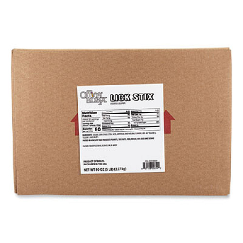 Office Snax Lick Stix Suckers, Randomly Assorted Flavors, 5 lb Bag (00654)