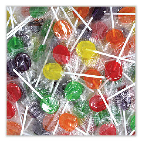 Office Snax Lick Stix Suckers, Randomly Assorted Flavors, 5 lb Bag (00654)