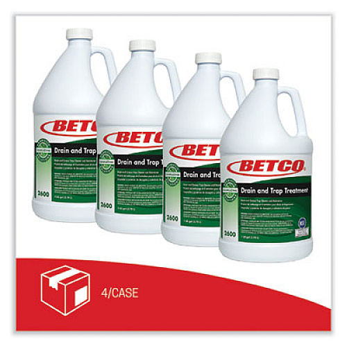 Betco BioActive Solutions Drain and Trap Treatment, Ocean Scent, 1 gal Bottle, 4/Carton (26000400)