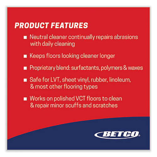 Betco Reinforce Floor Cleaner and Protectant, Lemon Scent, 1 gal Bottle, 4/Carton (16830400)
