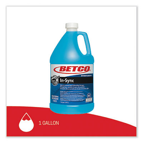 Betco Symplicity In-Sync Premium Hand Dishwashing Detergent, Fresh Ozonic Scent, 1 gal Bottle, 4/Carton (18510400)
