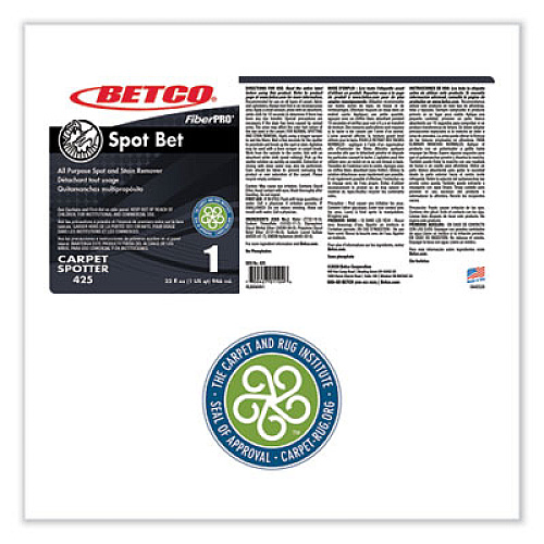 Betco FiberPro Spot Bet Stain Remover, Country Fresh Scent, 32 oz Bottle, 12/Carton (4251200)