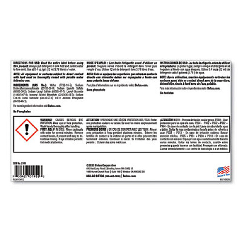 Betco Symplicty Citrusuds Manual Dishwashing Detergent, Lemon Scent, 1 gal Bottle, 4/Carton (21090400)