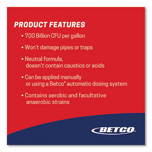 Betco BioActive Solutions Drain and Trap Treatment, Ocean Scent, 1 gal Bottle, 4/Carton (26000400)