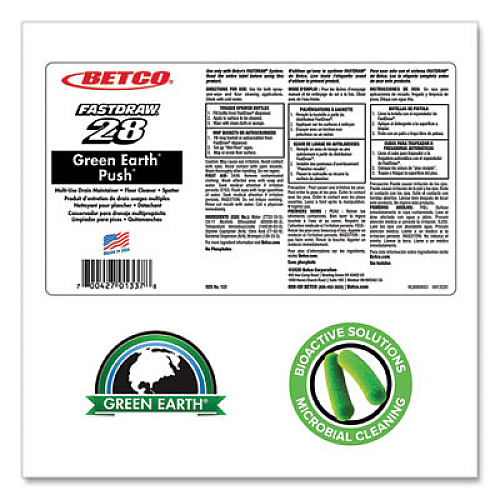 Betco PUSH FastDraw All Purpose Cleaner and Odor Eliminator, New Green Scent, 2 L Bottle, 4/Carton (1334700)