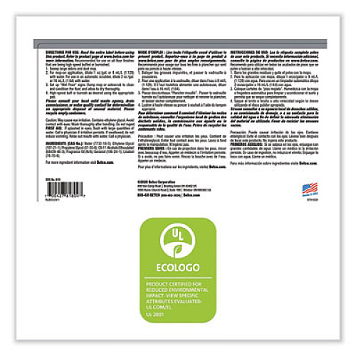Betco One Step Floor Restorer, Lemon Scent, 1 gal Bottle, 4/Carton (6180400)