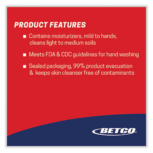 Betco Antibacterial Foaming Skin Cleanser Refill, Fresh Scent, 1,000 mL, 6/Carton (7512900)
