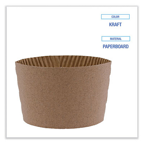 Boardwalk Cup Sleeves, Fits 10 oz to 20 oz Hot Cups, Kraft, 1,200/Carton (1020SLEEVE)