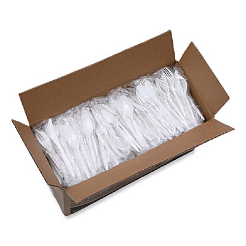 Boardwalk Three-Piece Cutlery Kit, Mediumweight, Fork/Knife/Spoon, Plastic, White, 250/Carton (COMBOKIT)