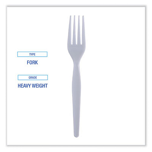 Boardwalk Heavyweight Polystyrene Cutlery, Fork, Plastic, White, 1,000/Carton (FORKHW)