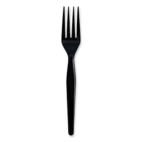 Boardwalk Heavyweight Wrapped Polystyrene Cutlery, Fork, Plastic, Black, 1,000/Carton (FORKHWPSBIW)