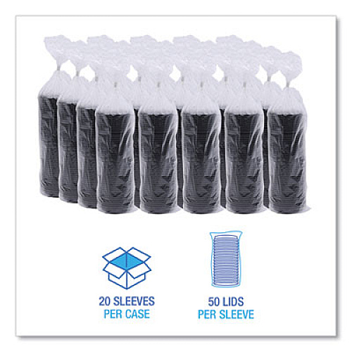 Boardwalk Hot Cup Lids, Fits 8 oz Hot Cup, Plastic, Black, 1,000/Carton (HOTBL8)