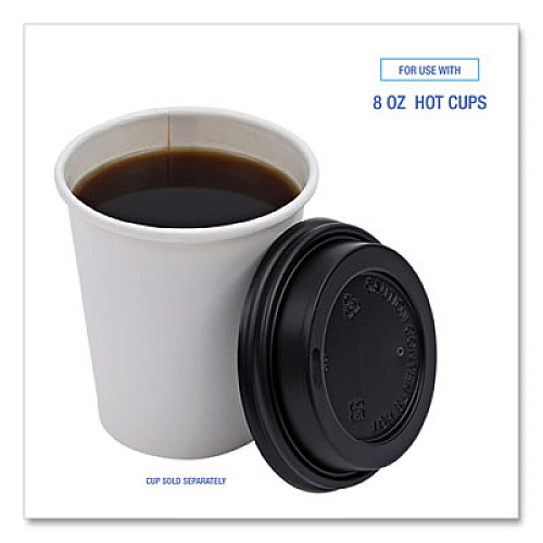 Boardwalk Hot Cup Lids, Fits 8 oz Hot Cup, Plastic, Black, 1,000/Carton (HOTBL8)
