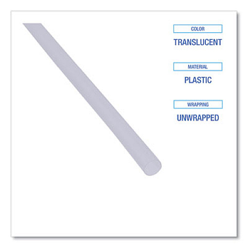 Boardwalk Jumbo Straws, Unwrapped, 7.75", Plastic, Translucent, 250/Pack, 50 Packs/Carton (JSTU775T50)