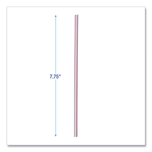 Boardwalk Wrapped Jumbo Straws, 7.75", Plastic, White/Red Stripe, 400/Pack, 25 Packs/Carton (JSTW775S24)