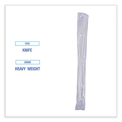 Boardwalk Heavyweight Wrapped Polypropylene Cutlery, Knife, Plastic, White, 1,000/Carton (KNIHWPPWIW)