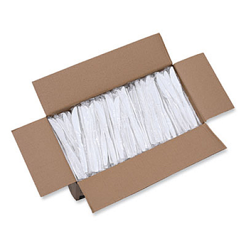 Boardwalk Heavyweight Wrapped Polypropylene Cutlery, Knife, Plastic, White, 1,000/Carton (KNIHWPPWIW)