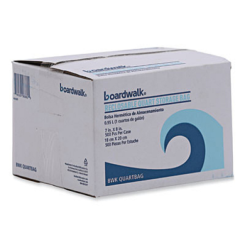 Boardwalk Reclosable Food Storage Bags, Quart, 7" x 8", Clear, 500/Box (QUARTBAG)