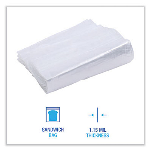 Boardwalk Reclosable Food Storage Bags, Sandwich, 6.5" x 5.89", Clear, 500/Box (SANDWICHBAG)