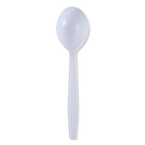 Boardwalk Heavyweight Wrapped Polypropylene Cutlery, Soup Spoon, Plastic, White, 1,000/Carton (SSHWPPWIW)