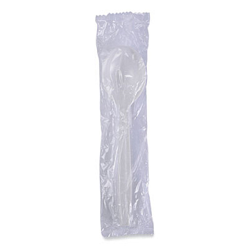 Boardwalk Heavyweight Wrapped Polypropylene Cutlery, Soup Spoon, Plastic, White, 1,000/Carton (SSHWPPWIW)
