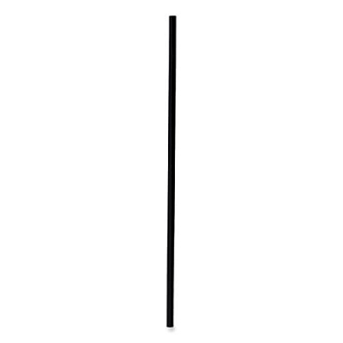 Boardwalk Single-Tube Stir-Straws, 5.25", Polypropylene, Black, 1,000/Pack, 10 Packs/Carton (STRU525B10)