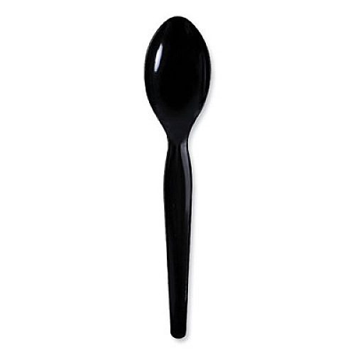 Boardwalk Heavyweight Wrapped Polystyrene Cutlery, Spoon, Plastic, Black, 1,000/Carton (TSHWPSBIW)