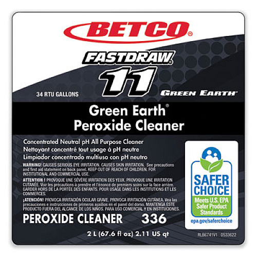 Betco Green Earth FastDraw Peroxide Cleaner, Fresh Mint Scent, 2 L Bottle, 4/Carton (3364700)