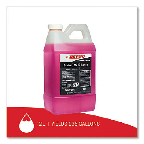 Betco Symplicity Sanibet Multi-Range FastDraw Sanitizer Disinfectant Deodorizer, 2 L Bottle, 4/Carton (2374700)