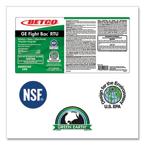 Betco GE Fight Bac RTU Disinfectant, Fresh Scent, 32oz Bottle, 12/Carton (3901200)