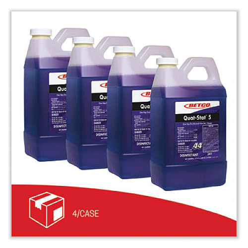 Betco Quat-Stat 5 FastDraw Disinfectant, Lavender Scent, 2 L Bottle, 4/Carton (3414700)
